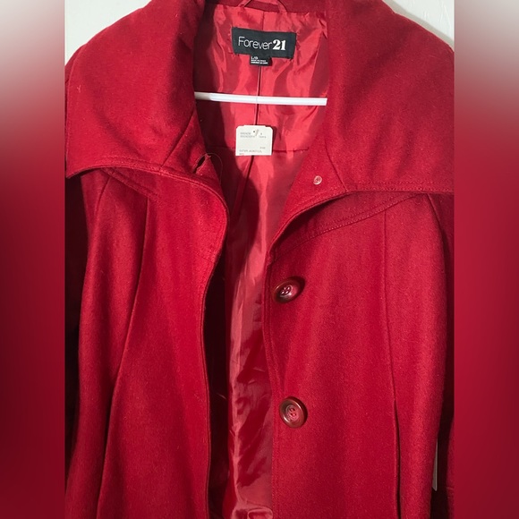 NWT Forever 21 Jacket/Coat Burgundy Red- Wool Blend Size Large - Picture 7 of 13